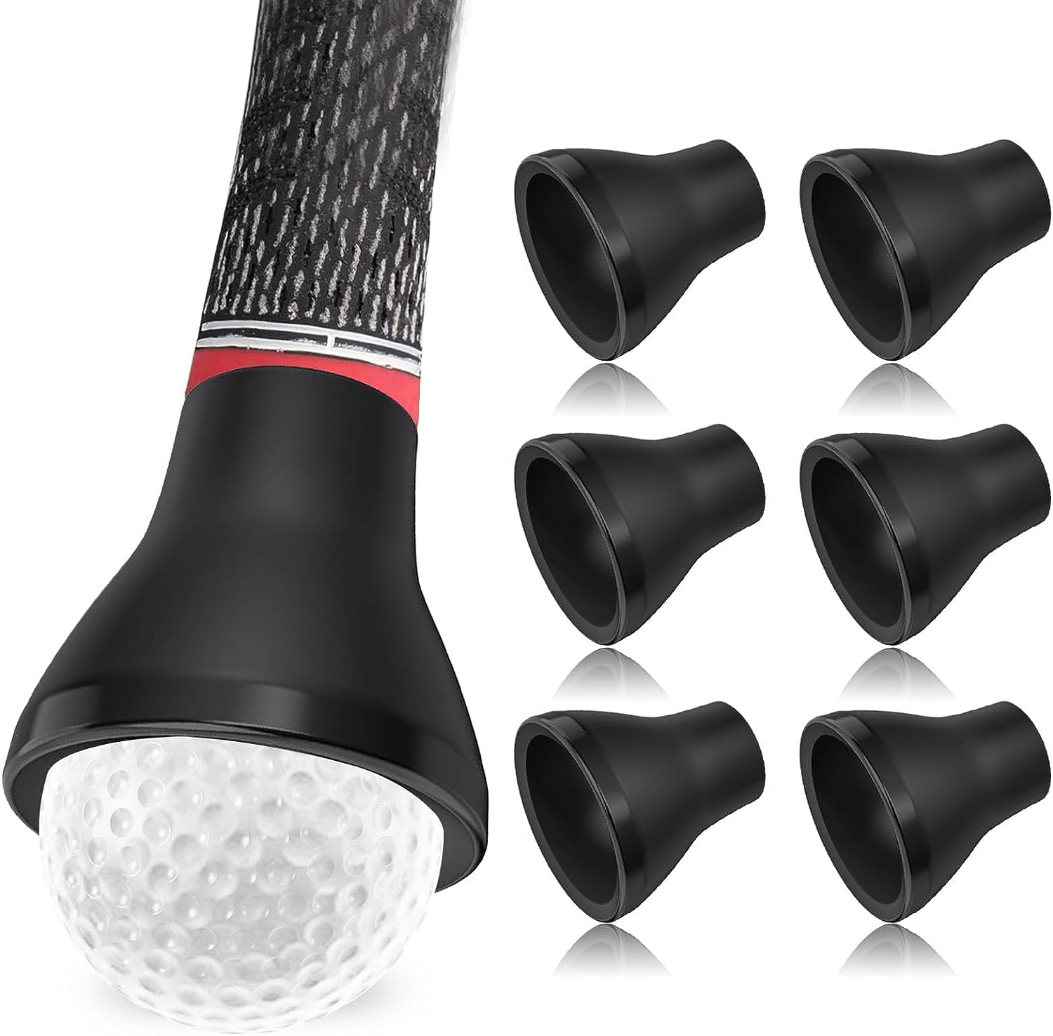 FINGER TEN Golf Ball Retriever Suction Cup Picker Grip Pick Up Tool Value 6 Pack, Golf Ball Retriever Sucker Grabber Back Saver Put On Putter Grip for Golfers (6 Pack Rubber Golf Ball Suction Cup)