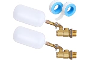 BREADEEP 2 Pack Water Float Valve 1/2 inch, 1/2" Brass Float Ball Valve with Adjustable Arm, Automatic Fill and Control Water Level for Fountains Pool Aquariums Water Trough Water Tank Ponds (B-1/2 Inch)