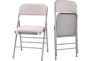 CYCLONE SOUND 2 Pack Folding Chairs with Fabric Padded Cushion and Back, Commercial Grade Metal Chairs with Comfortable SOFT Fabric Cushion for Home and Office, for Indoor and Outdoor Events (2, White-Fabric)
