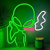 Alien Neon Sign, LED Neon Light Signs for Wall Decor Green Alien Light Up Sign Lamp for Bar Bedroom Pub Man Cave Birthday Gift Dimmable USB Powered(14.9"*13.4")