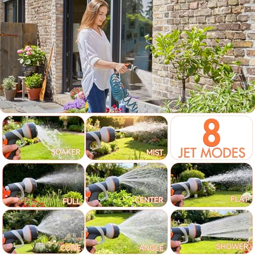 Garden Spray Gun, Garden Sprayer, 8 Models Spray Gun with Adjustable Water Flow Multifunctional for Washing Car and Pets Garden
