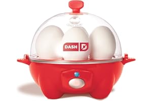 DASH Rapid Egg Cooker: 6 Egg Capacity Electric Egg Cooker for Hard Boiled Eggs, Poached Eggs, Scrambled Eggs, or Omelets with Auto Shut Off Feature - Red
