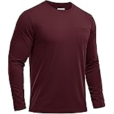 MAGNIVIT Men's Shirts Long Sleeve Pocket T Shirts Crew Neck Lightweight Tee Classic Casual Work Tops Plain Shirt