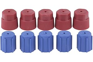 GOHANTEE AC Dust Caps Compatible with 8V1 Thread R134a Cap 13mm & 16mm Air Conditioning Service AC System Charging Port Caps for Car Air-conditioning Replacement and Maintenance (5Red High & 5Blue Low) 10Pcs