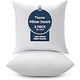 LANE LINEN 18 x 18 Throw Pillow Insert - Pack of 2 White, Down Alternative Pillow Inserts for Decorative Pillow Covers, Throw Pillows for Bed, Couch Pillows for Living Room