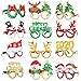12 Pcs Christmas Glasses Frames Glitter Party Costume Eyeglasses for Christmas Parties Holiday Favors Cosplay Photo Booth (One Size Fits All)