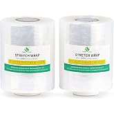 BOMEI PACK Plastics Industrial Mini Stretch Wrap Film Replacement 5" x 1000ft Roll, 80 Gauge for Moving, Packing Wrap Industrial Strength- Self Adhering Packaging Heavy Duty, 2 Pack