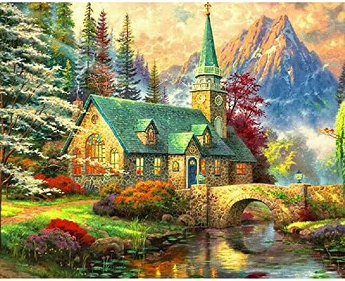 5D DIY Diamond Painting, By Number Kits Crafts,Countryside Canvas Painting Full Drill DIY kit,Room Decoration 16X20inch/40X50CM