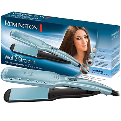 Remington Haarglätter Wet2Straight Wide Plate S7350, 2in1 zum Trocknen und Glätten, Nass- und Trockenanwendung, breite Stylin