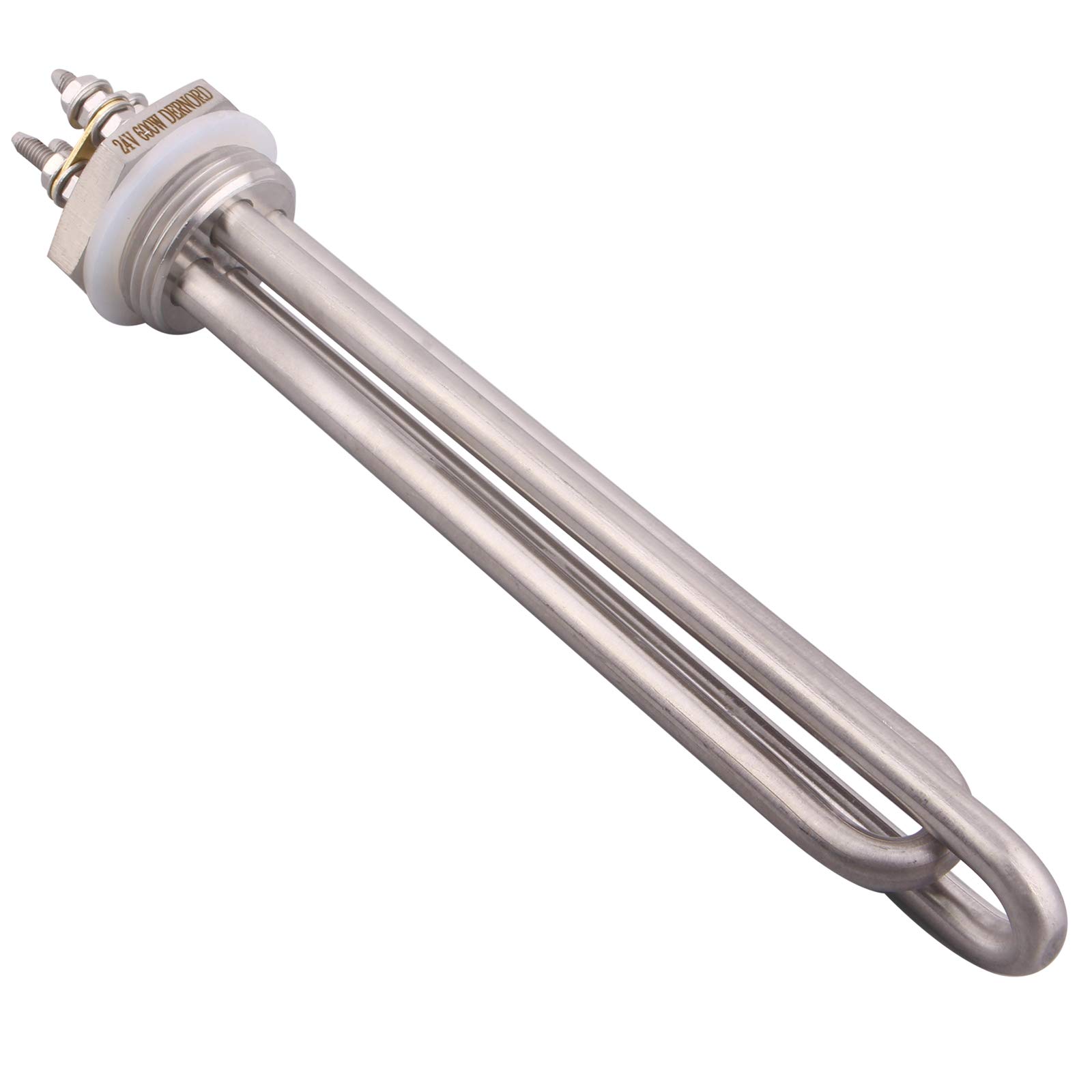 DERNORD 24V 600W DC Submersible Water Heater Element Stainless Steel Heating Element with 1 Inch BSP Thread Fitting Double U Type