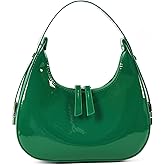 Didida Y2K Moon Bag Women's Crescent Shoulder Bag Retro Handbags Top Handle Patent Leather Cute Small Underarm Bag