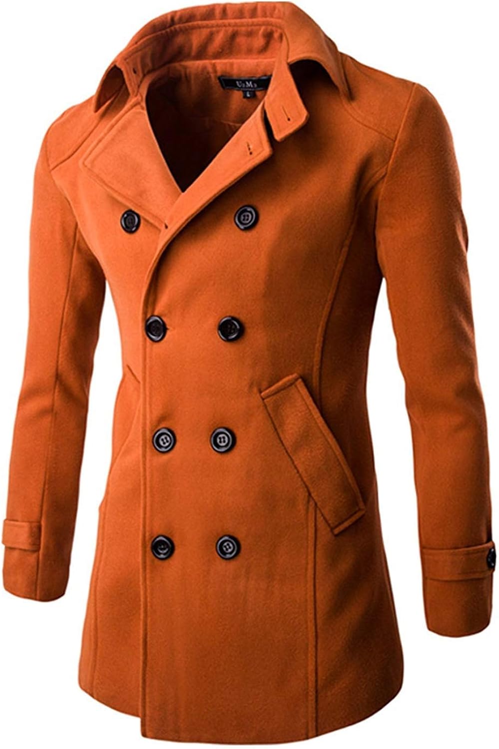 Men's Winter Long Coat Side Winter Jacket Pockets Modern Casual Long