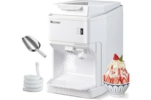 Vtsmax 110V Electric Ice Crusher Shaver, 350W Shaver Snow Cone Machine, Thickness Adjustable Ice Shaving Machine 440LBs/hr Ro