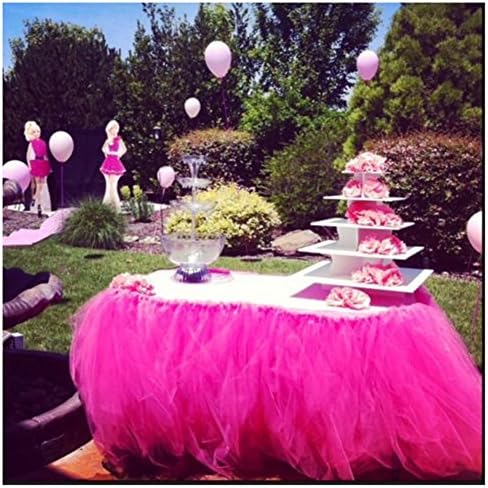 Tutu Table Skirt Tulle Table Cover for Baby Shower High Chair Birthday Party Wedding Cake Table Christmas Decorations Rose, Pack of 1