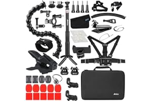 Husiway Accessory Bundle for GoPro Hero 12 11 10 9 8 7 6 5 4 Accessories Kit for Go Pro Max Fusion Insta360 ONE X DJI Osmo Action 3 2 AKASO Action Cameras 56E