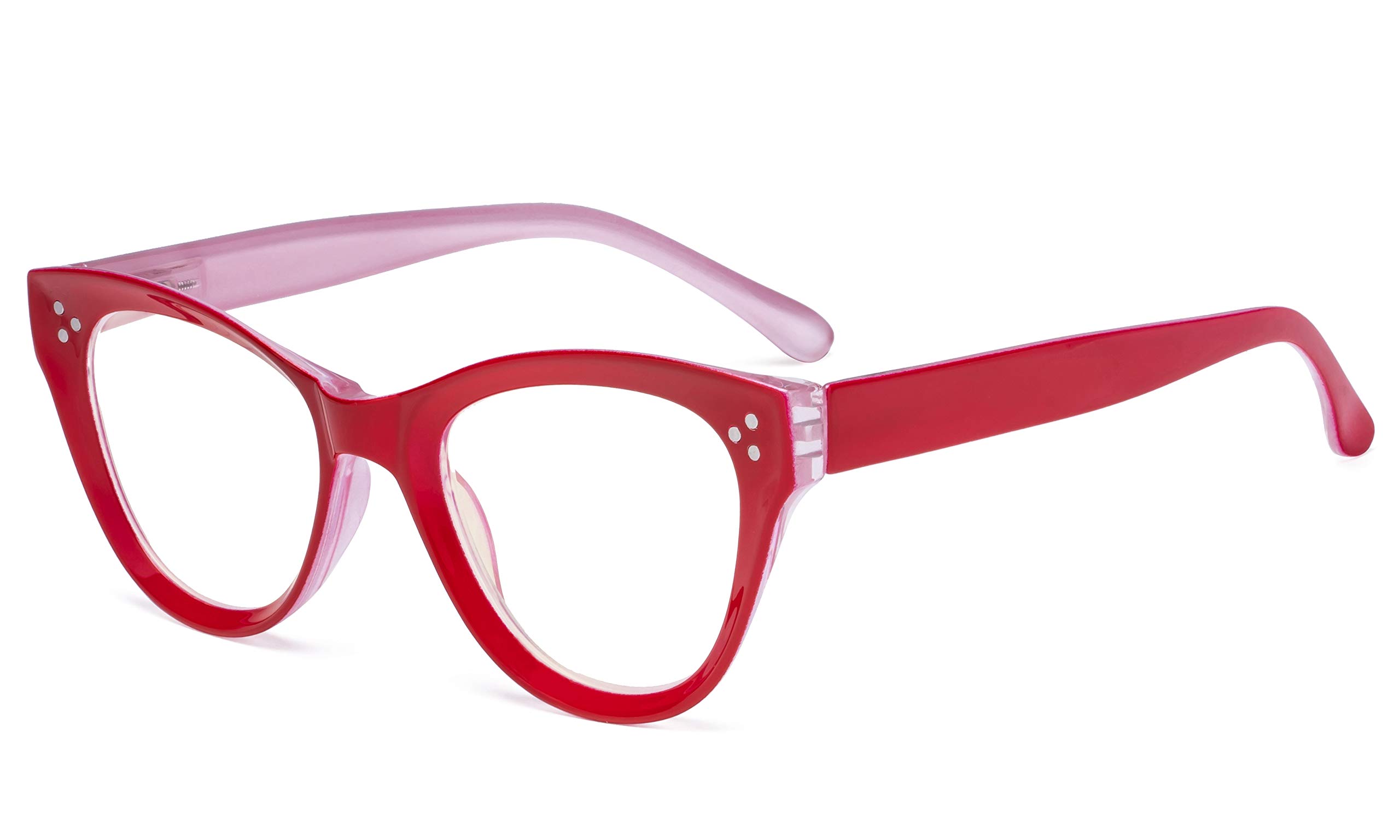 Eyekepper Large Cateye Design Reading Glasses Oversized Readers for Women Reading - Red +2.50