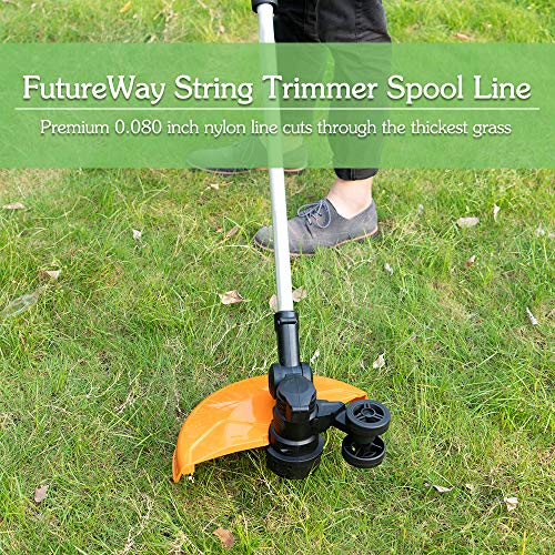 FutureWay String Trimmer Replacement Spool Line 0.080” Compatible with Worx WA0014 WG168 WG184 WG190 WG191, Weed Eater String Autofeed WA0037 Cap, Cordless Trimmer Edger Line 20ft, 6 Spools + 1 Cap