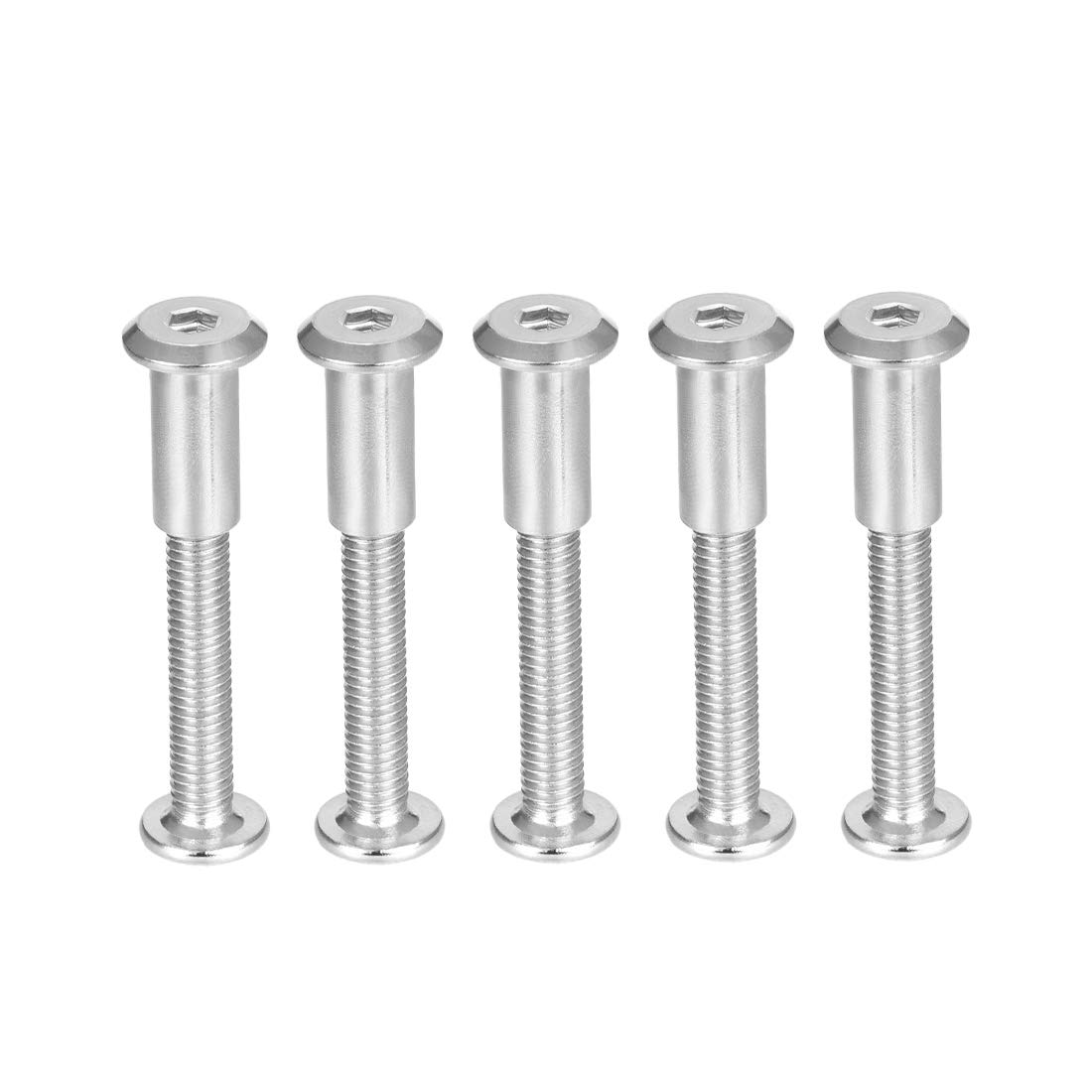 sourcing map Screw Post Fit for 5/16"(8mm) Hole Dia, Male M6x50mm Belt Buckle Binding Bolts Leather Fastener Stainless Steel 5 Sets