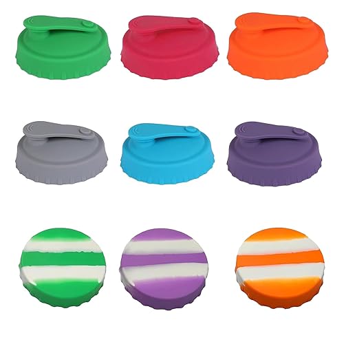 9 Pieces can covers for drinks cans uk, 6 Colour Can Covers for Drinks Cans UK, Spill-Proof, Dishwasher Safe, Food Grade Spill Leak Proof Silicone Can Covers for Beach Camping, Fishing