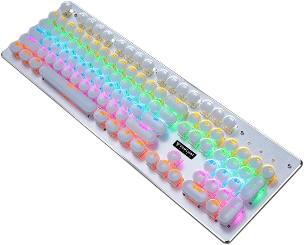 Mechanical Keyboard Punk Gaming/Office Keyboard Colorful Backlight Illuminated Keyboard 104 Keys Blue Axis Keyboard Alloy Shell Keyboard Conflict-free Design for Desktop PCs/Laptop PCs(Silver)