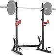 VEVOR Squat Stand - Multi-Functional Power Rack with Pull Up Bar, Hook, and Weight Plate Storage Attachment, Adjustable Power Rack Cage for Home Gym Equipment