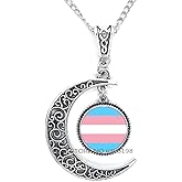 Gxoloa Transgender Pride Necklace,Transgender Flag,Transgender Jewelry, LGBTQ Necklace,Pride Jewelry,N186