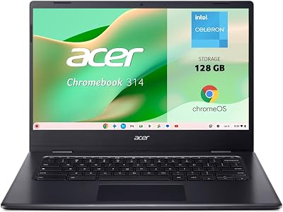 Chromebook 314 CBOA314, portátil FullHD de 14" (Intel Celeron N4500, 8GB RAM, SSD de 128GB, gráficos UHD, ChromeOS) Preto + 3 meses de Google AI Pro com Gemini Pro e 5TB de armazenamento
