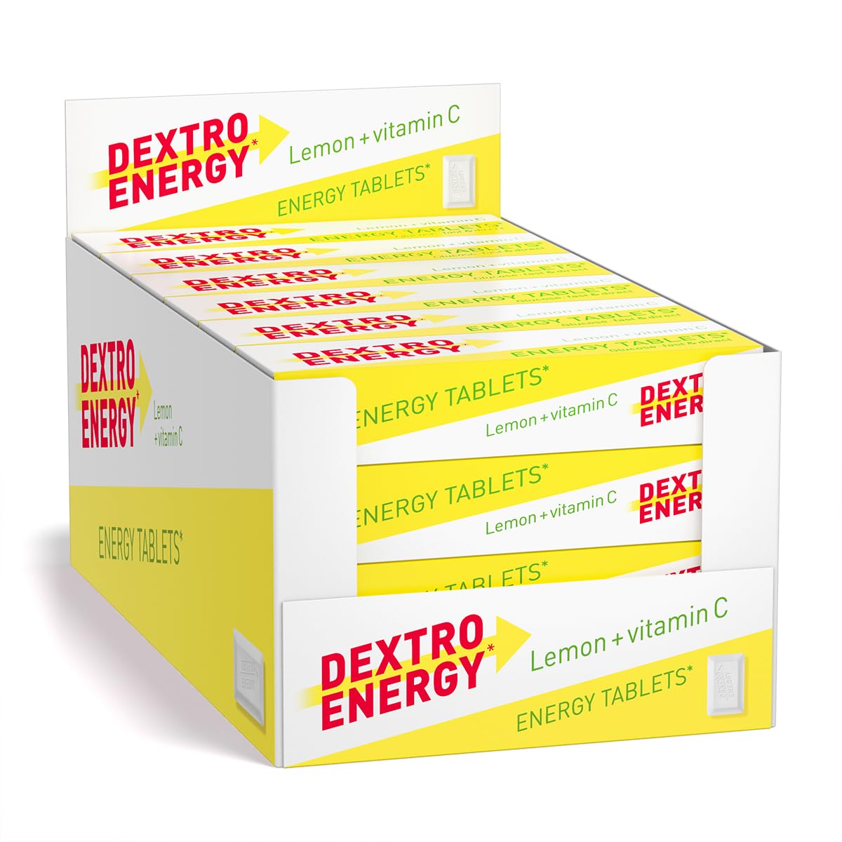 Dextro Energy Lemon Tablets Fast Acting Carbohydrates for a Quick Burst of Glucose with Vitamin C for reduction of tiredness and fatigue Vegan 47g (Pack of 24)