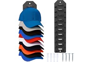 PHAIN Hat Organizer for Baseball Caps,Hat Rack for Wall, Compact Hat Storage Display Holder,Hold Up to 10 Hats,Hat Hanger Strong Adhesive/Wall Drilled for Door,Bedroom,Closet