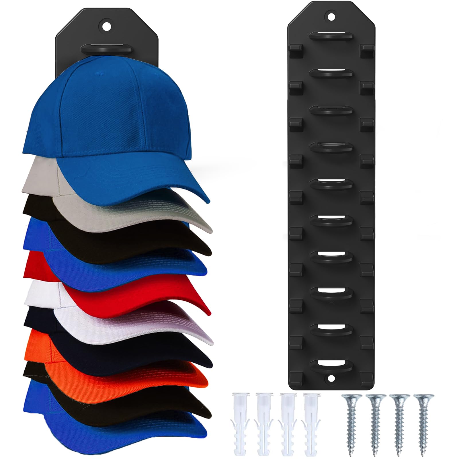 Photo 1 of ***** 2 PACK ****** PHAIN Hat Organizer for Baseball Caps,Hat Rack for Wall, Compact Hat Storage Display Holder,Hold Up to 10 Hats,Hat Hanger Strong Adhesive/Wall Drilled for Door,Bedroom,Closet