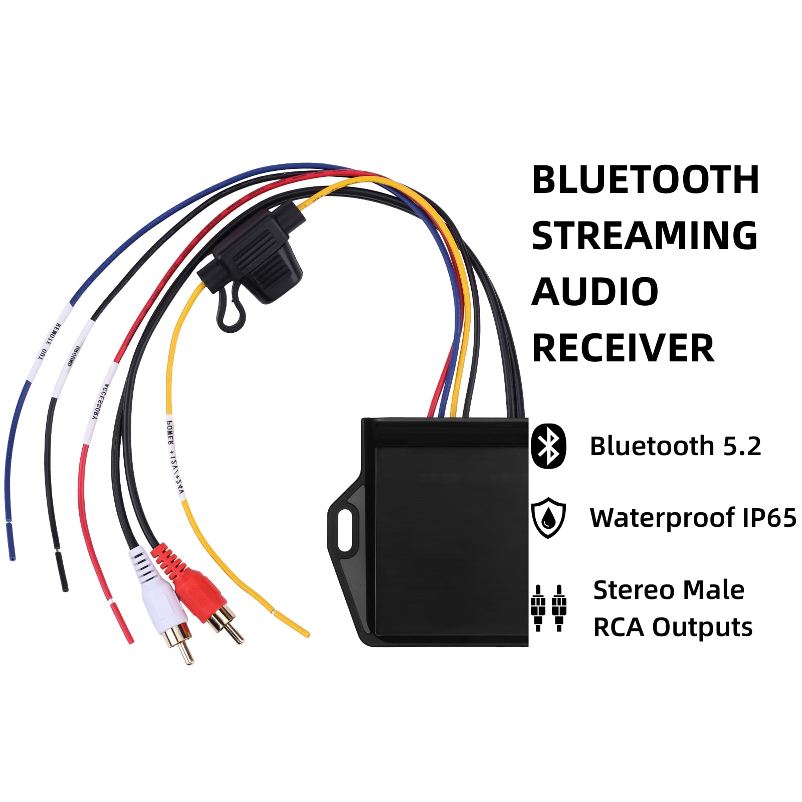 CAR Bluetooth 5.2 Receiver – aptX Adaptive, aptX HD, AAC, SBC – 12V/24V Compatible, Remote Trigger, Stereo RCA Output – Wireless A2DP Adapter for Car, Truck, Marine, Powersport Audio Systems