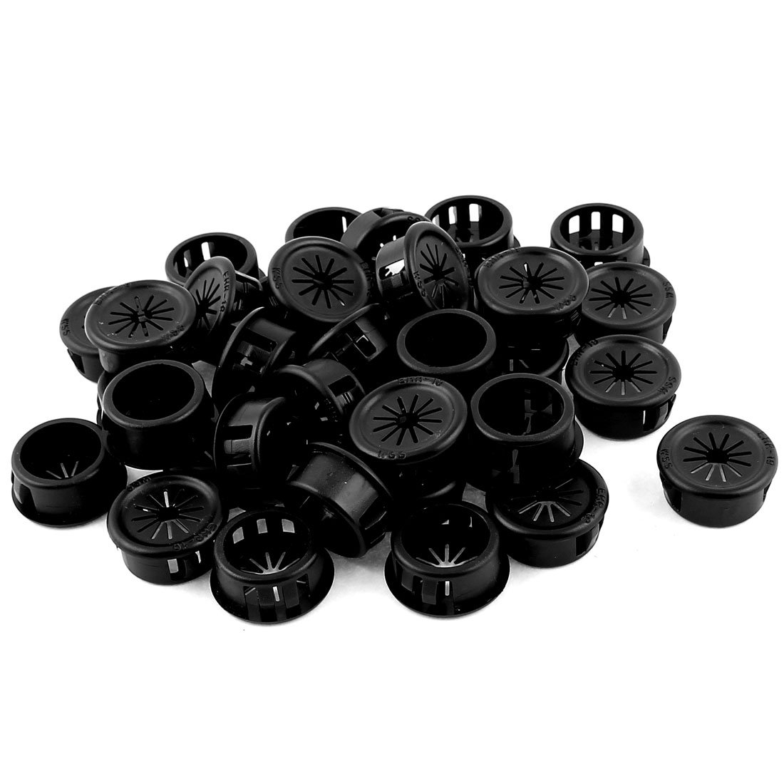 Sourcingmap Plastic Cable Snap Locking Bushing Grommet 19mm Mounting Dia 37pcs Black