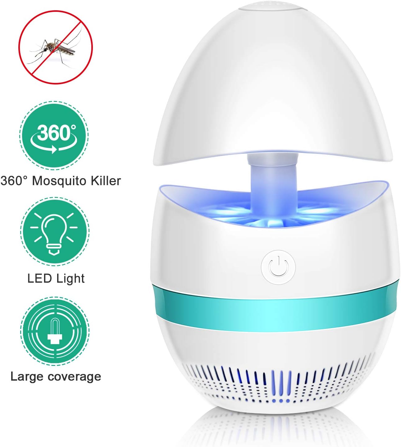Dumax Bug Zapper Indoor Mosquito Killer Lamp Insect Killer Safe USB Powered Mosquito Zapper with Built in Fan Insect Trap for Indoor Bedroom Kitchen Outdoor Garden Patio Yard Office (Egg Shape)