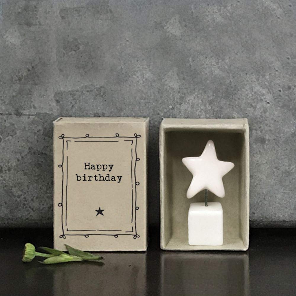 East Of India MINI Matchbox Little Standing Star Happy Birthday | Small Keepsake Gift | Letterbox Gift | Small gift for a friend