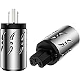 Viborg HiFi Power Plug, VM502R+VF502R, Rhodium-Plated Pure Copper Non-Magnetic, AC Mains Plug, Audio Power Plug, Aluminum, Hi-End US Power Plug+IEC C15 Power Connector for DIY Audiophile Power Cord