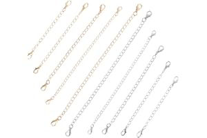 10 PCS Necklace Extender Chain Extenders for Necklaces(6 Gold, 6 Silver), 100% Stainless Steel Jewelry Bracelet Anklet Neckla