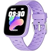BIGGERFIVE Kids Watch No Phone Needed, 1.8" Amoled Smart Fitness Watch Pedometer, Heart Rate, Sleep Tracker, 30m Waterproof, Step Counter, Puzzle Games, 100+ Dials, Gifts for Girls 5-16, Lilac