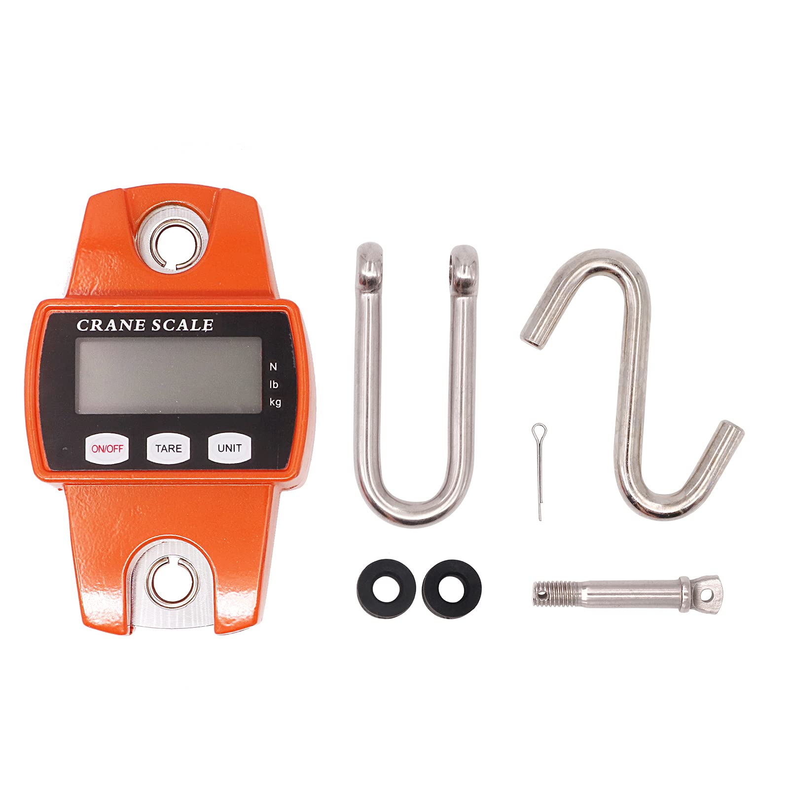 MUALROUS Mini Digital Crane Scale, 300kg/600lb Electronic Hook Hanging Scale for Farm Hunting Fishing Outdoor (Orange)