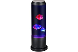 EDIER Fish Lamp with Moving Fish, 11-inch Fake Aquarium Tank Auto-Color Changing, USB Sensory Liquid Motion Lamp for Kids & Autism Stress Relief