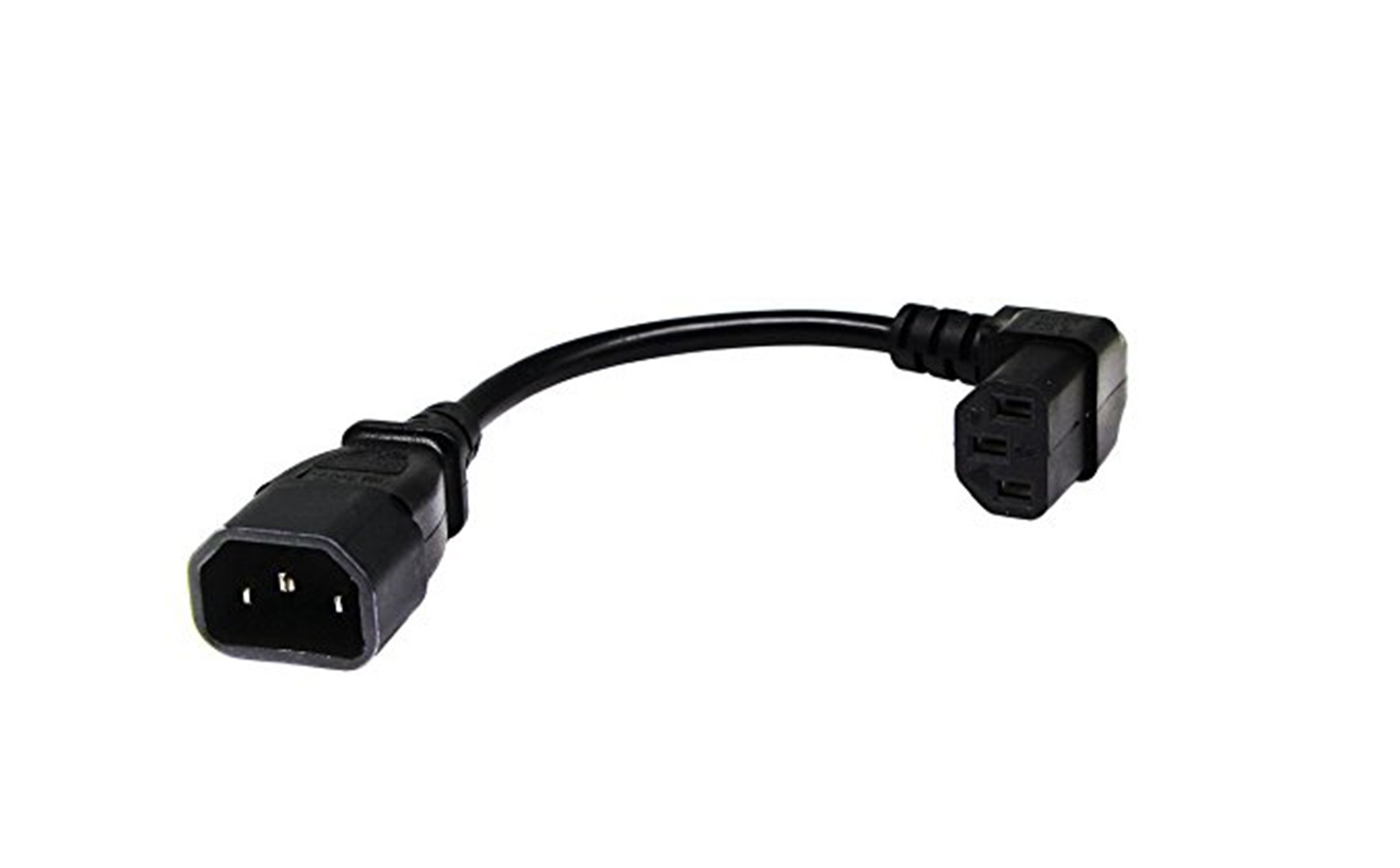 CERRXIAN 7.5In 20CM IEC 320 90 Degree C13 3 Pin Female to C14 3 Pin Male PDU Power Supply Extension Cord for Computer LED HDTV Monitor and Scanner