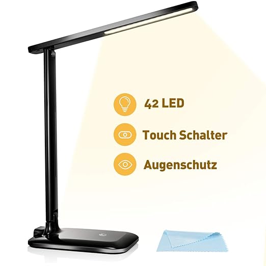 LED Schreibtischlampe VicTsing Dimmbare Tischlampe mit Touchfeld, 3 Farb- und 3 Helligkeitsstufen, Tischleuchte, Memory-Funkt