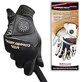 Copper Tech Plus Women's Right for Left Handed Golfers Golf Glove – Advanced Compression for Muscle Support, Joint Relief Gloves – Black/Black, 1 Pack, One Size Fits Most