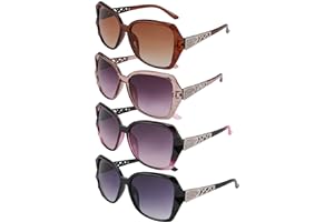 DragonflyDreams 4 Pcs Women Large Sunglasses, UV 400 Glasses Oversized Classic Trend Ladies Sunglasses Sparkling Large Frame