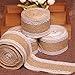 KINGLAKE® 5M Natural Burlap Craft Ribbon with White Lace Craft Jute Hessian for Wedding Belt Strap Home Decor