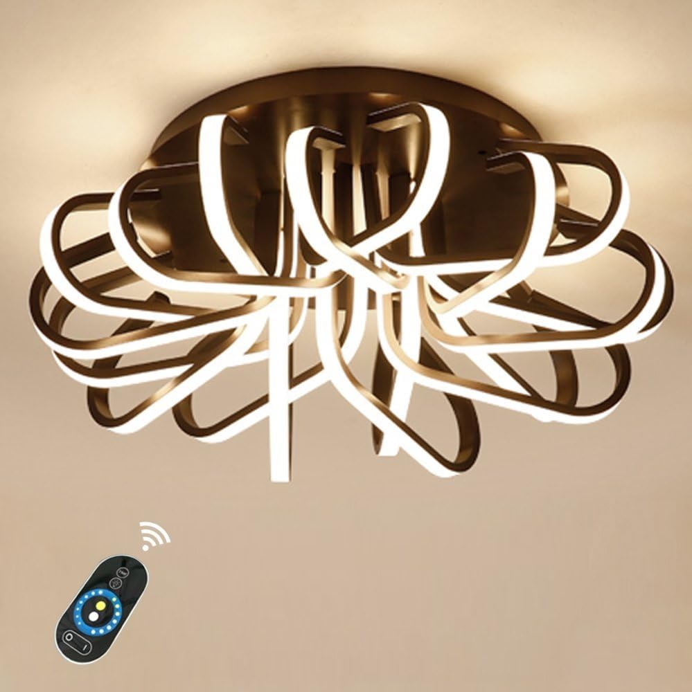 LightInTheBox Linear Flush Mount 72W LED Modern Chandelier Ceiling Light Fixture Anodized Finish Light for Bedroom, Living Room (Dimmable with Remote Control)