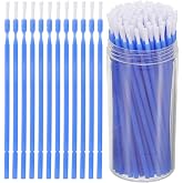 Beavorty 100 Pcs Disposable Interdental Brush Micro Applicator Brush Micro Swabs Applicator for Teeth Chemicals- Bendable Nylon-Blue