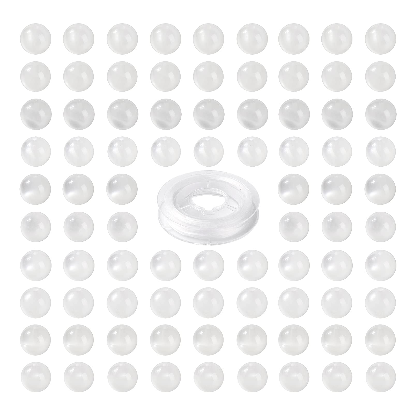 BEEFLYING 100Pcs 8mm Natural Moonstone Round Beads Crystal Gemstone Loose Spacer Beads Smooth Surface Beads for Bracelet Necklace Jewelry Making