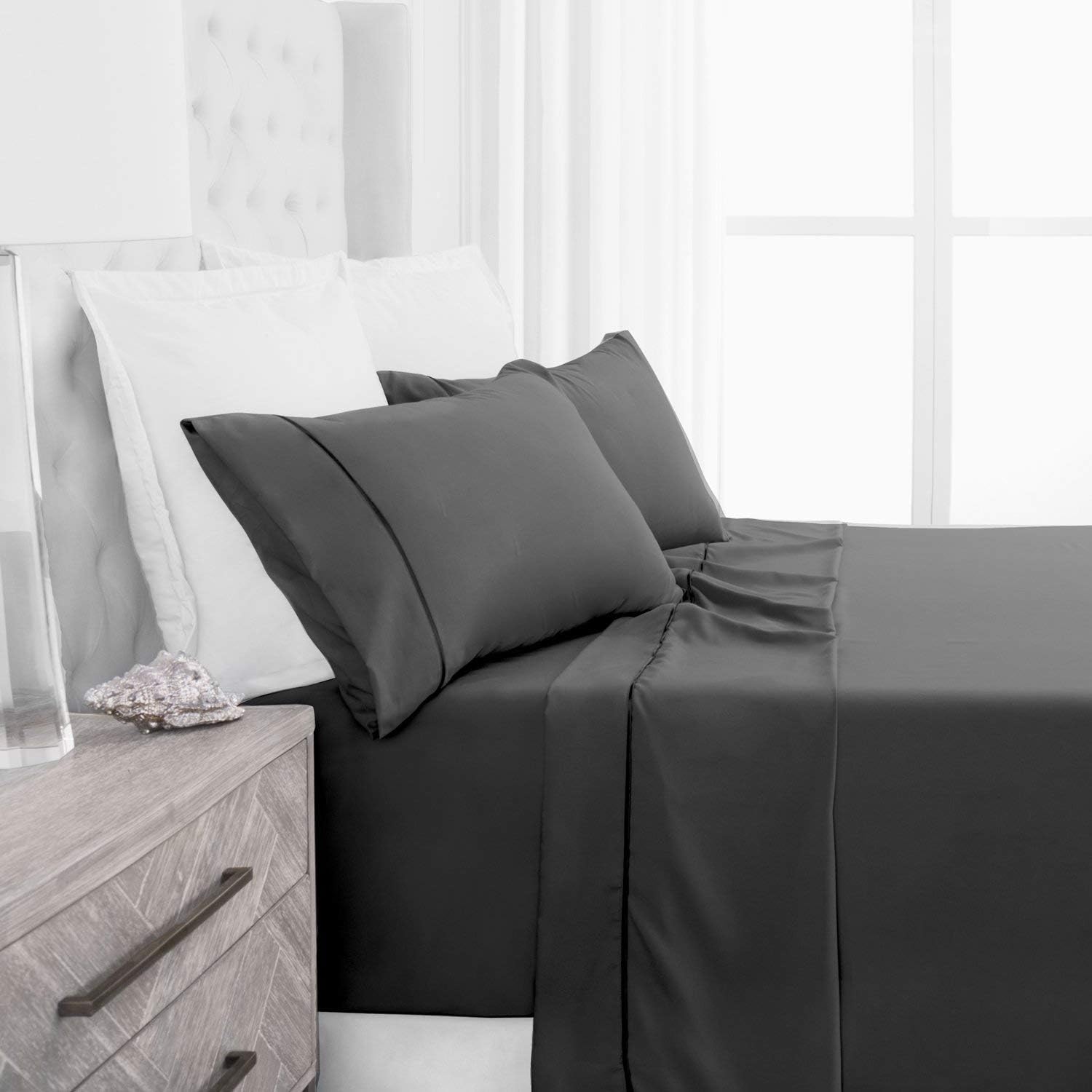 Beckham Hotel Collection Luxury Soft Brushed 1700S Microfiber Sheet Set - Queen - Gray