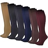 Differenttouch 6 Pairs Pack Women Opaque Stretchy Spandex Knee High Trouser Socks