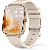 Smart Watch for Men Women Compatible with iPhone Samsung Android Phone 1.69 inch Full Touch Screen IP68 Waterproof Bluetooh Fitness Tracker Heart Rate/Sleep Monitor (Gold)